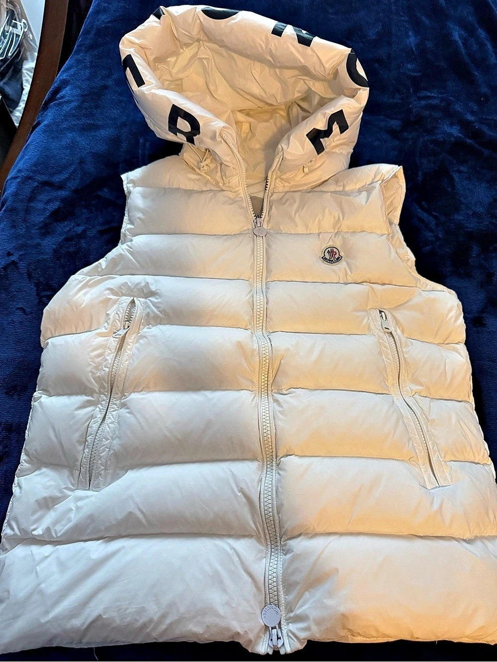 Moncler White Hooded Puffer Vest